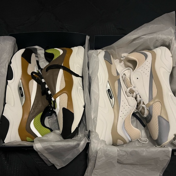 Dior Men's Sneakers in White Black Green and Tan
